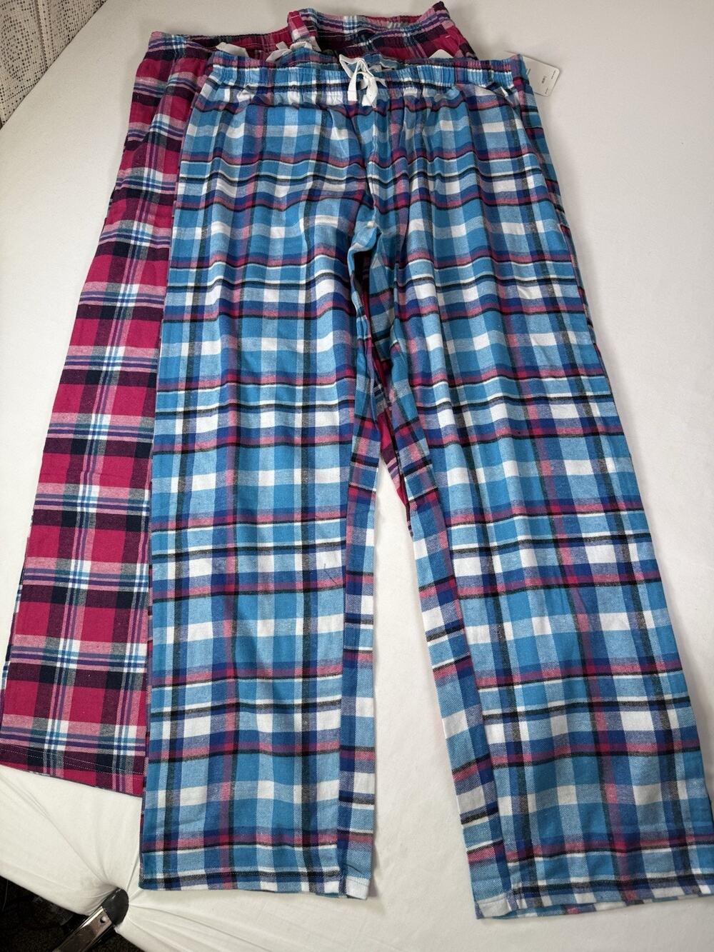 NWT Ladies Active Club Flannel Pajama 2 Pants Plaid Lounge Pants Drawstring XL